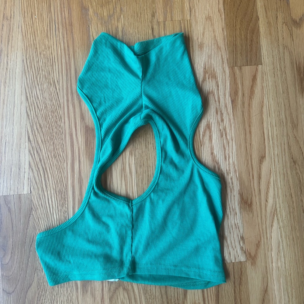 SHEIN Turquoise Ribbed Sleeveless Top